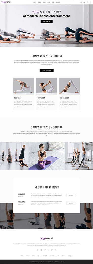 瑜伽课企业网站模板